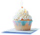 A birthday cupcake with candles